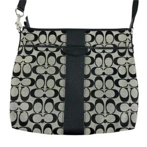COACH Canvas Signature Monogram Crossbody Black Grey